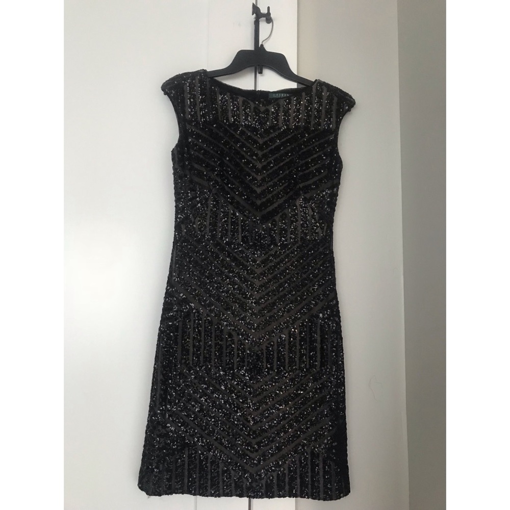 RALPH LAUREN EVENING Black Sequin Dress